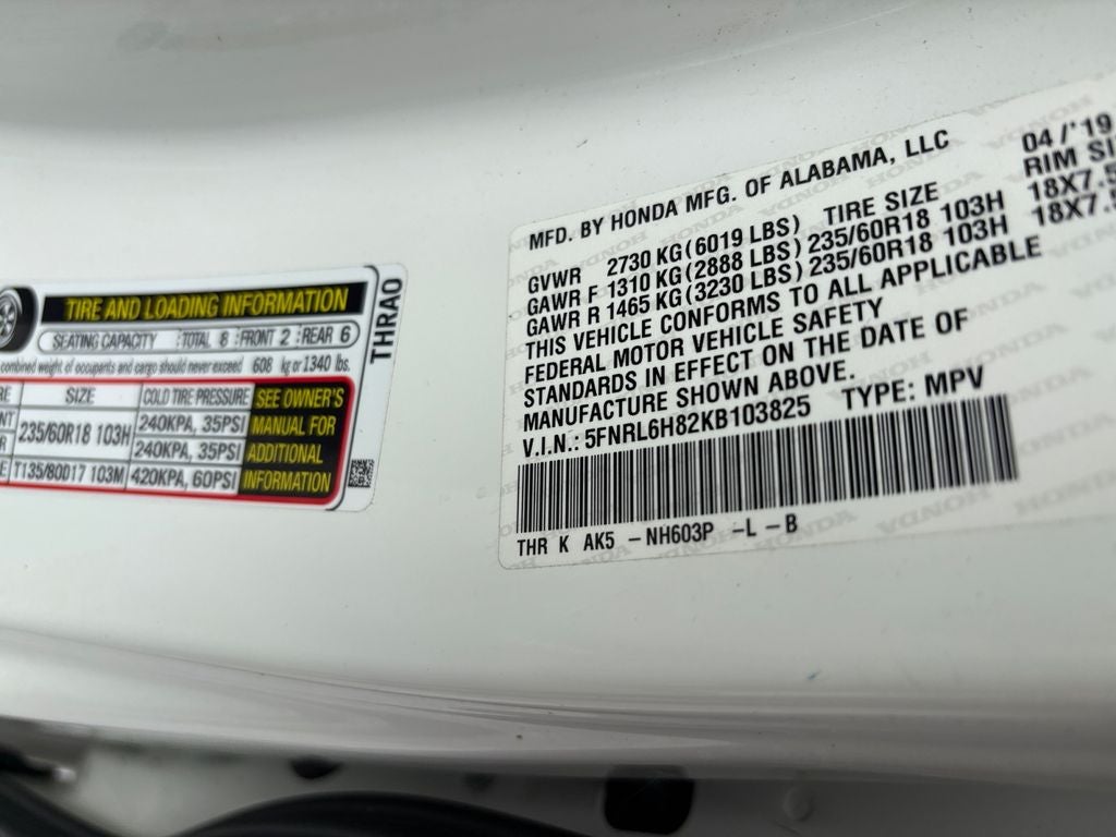 2019 Honda Odyssey Touring