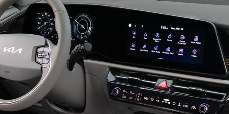 steering wheel and dashboard of the 2024 kia niro ev