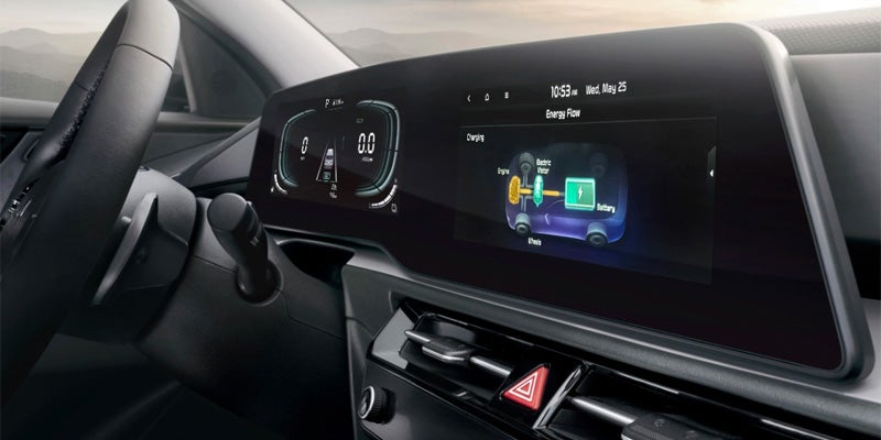 digital dashboard and steering wheel of the 2024 kia niro phev